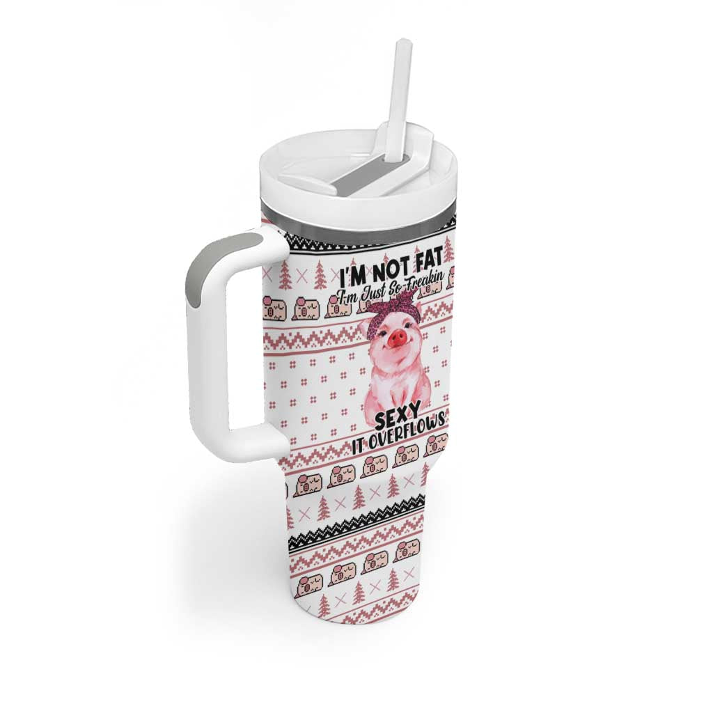 Pig Overflows Christmas Tumbler With Handle Xmas Holiday Patterns - Wonder Print Shop