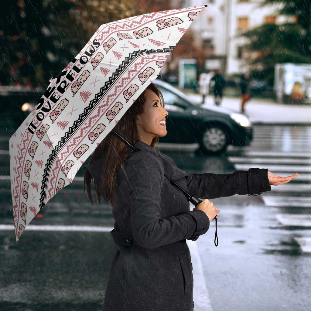 Pig Overflows Christmas Umbrella Xmas Holiday Patterns - undefined