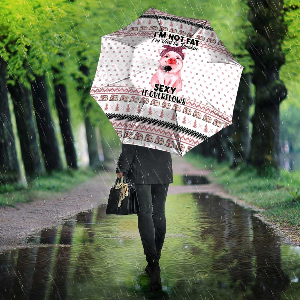 Pig Overflows Christmas Umbrella Xmas Holiday Patterns - undefined
