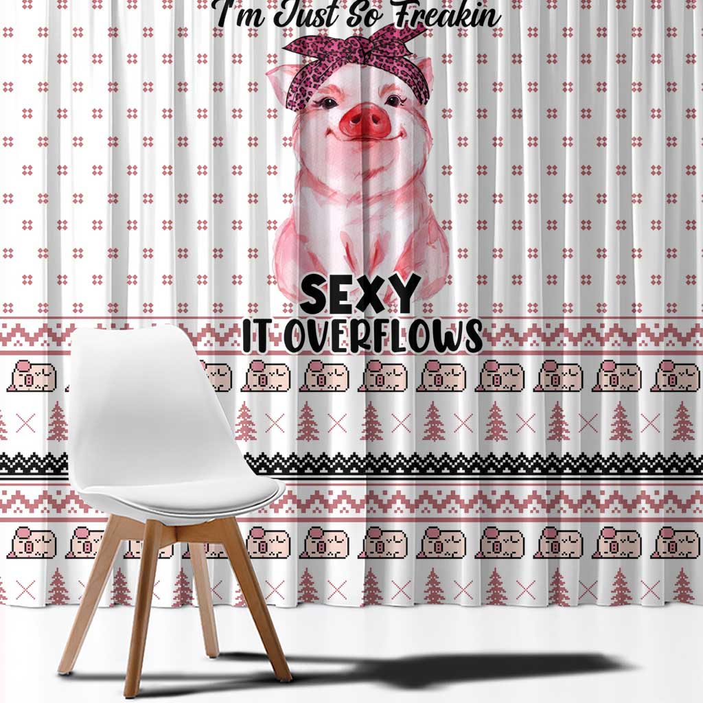 Pig Overflows Christmas Window Curtain Xmas Holiday Patterns - Wonder Print Shop