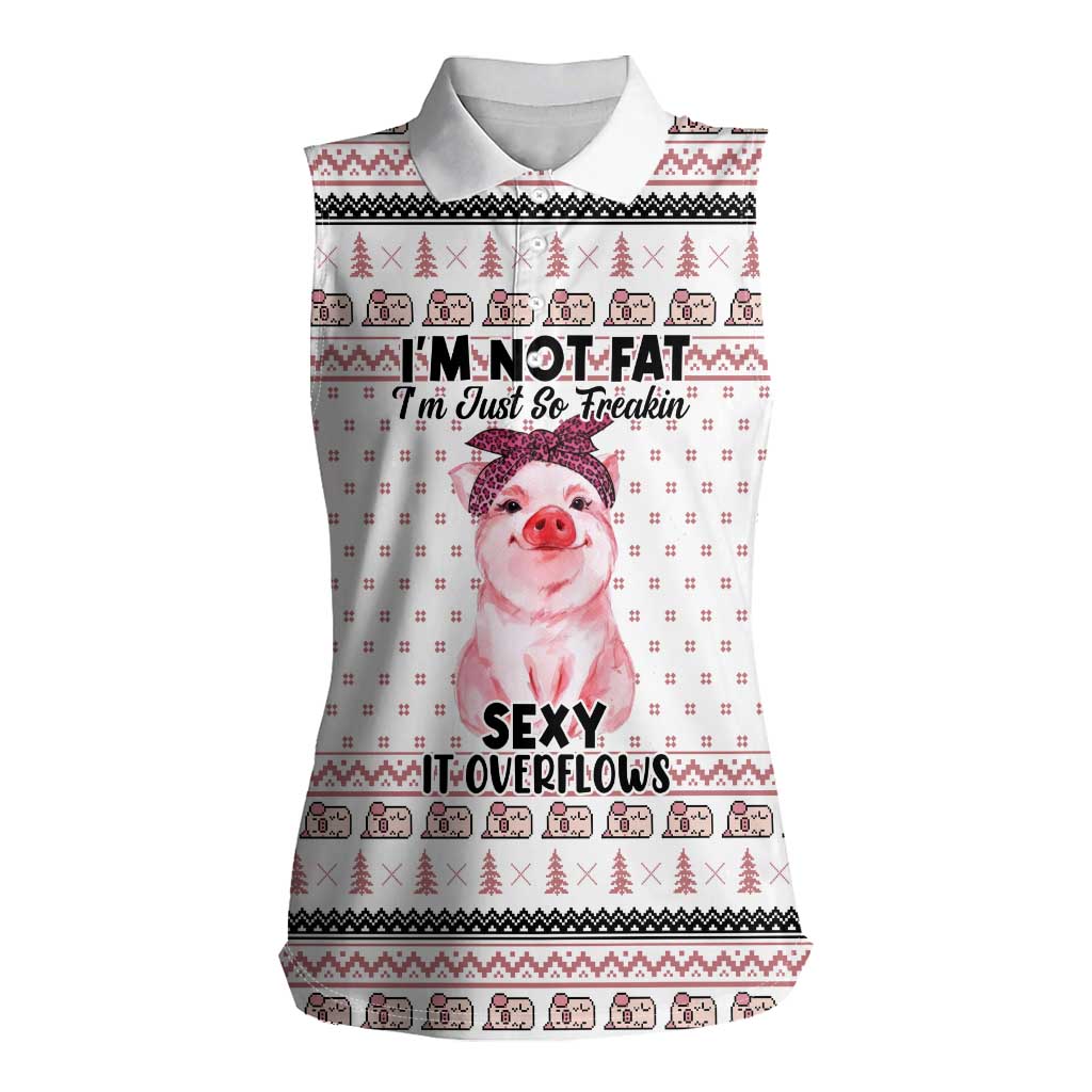 Pig Overflows Christmas Women Sleeveless Polo Shirt Xmas Holiday Patterns - Wonder Print Shop