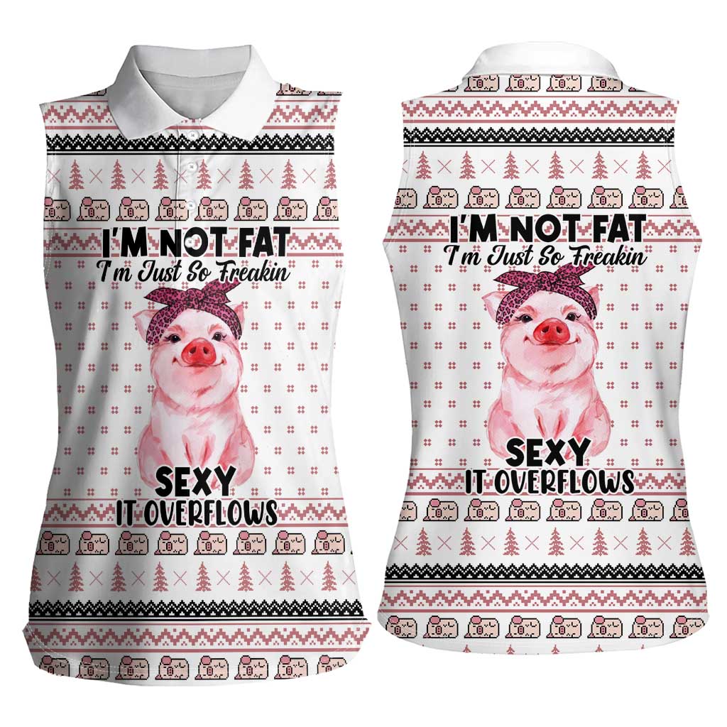 Pig Overflows Christmas Women Sleeveless Polo Shirt Xmas Holiday Patterns - Wonder Print Shop