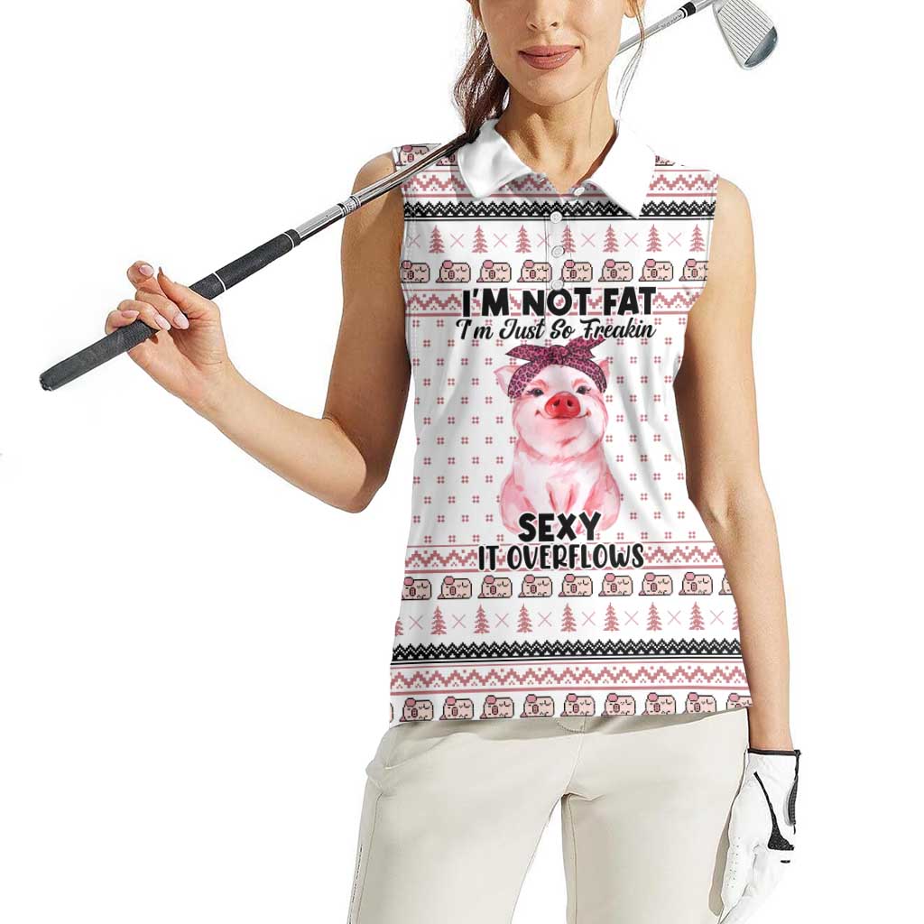Pig Overflows Christmas Women Sleeveless Polo Shirt Xmas Holiday Patterns - Wonder Print Shop