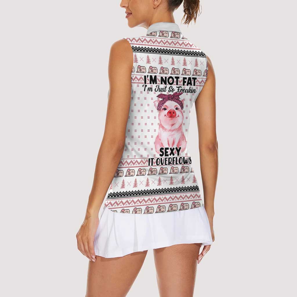Pig Overflows Christmas Women Sleeveless Polo Shirt Xmas Holiday Patterns - Wonder Print Shop