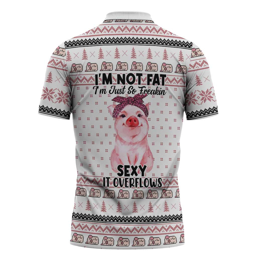 Pig Overflows Christmas Zipper Polo Shirt Xmas Holiday Patterns - Wonder Print Shop