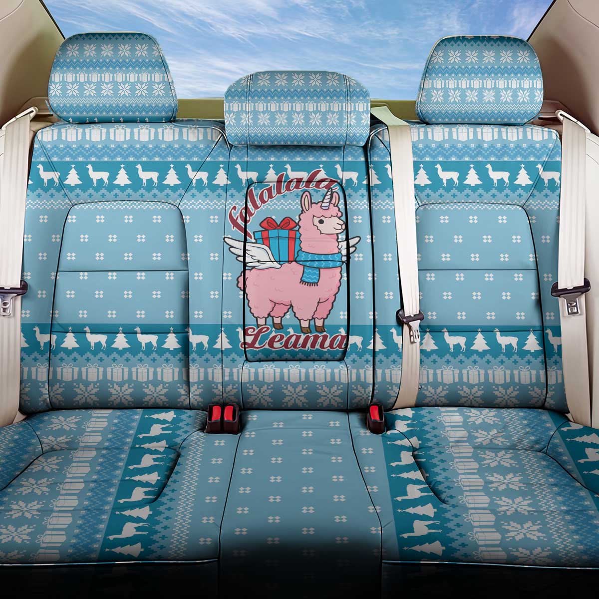 Pink Llama Christmas Back Car Seat Cover Xmas Holiday Patterns - Wonder Print Shop