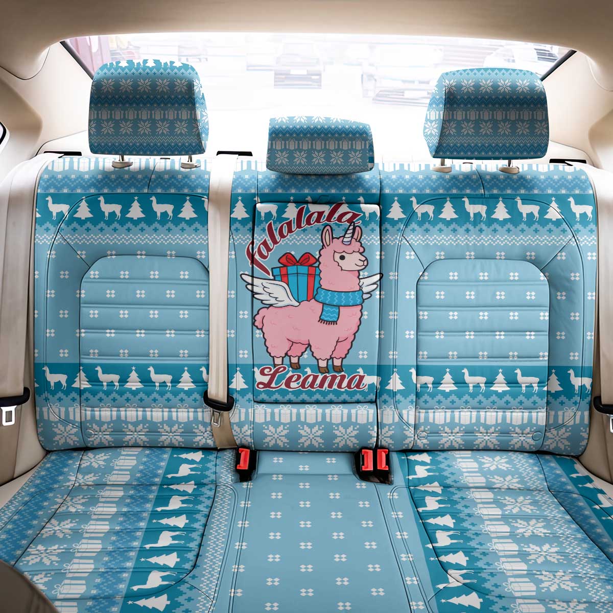 Pink Llama Christmas Back Car Seat Cover Xmas Holiday Patterns - Wonder Print Shop