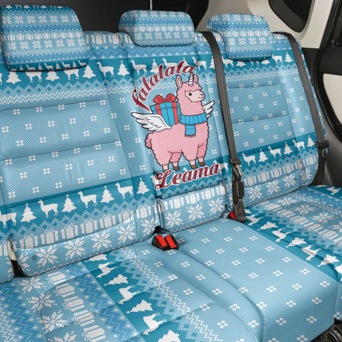 Pink Llama Christmas Back Car Seat Cover Xmas Holiday Patterns - Wonder Print Shop