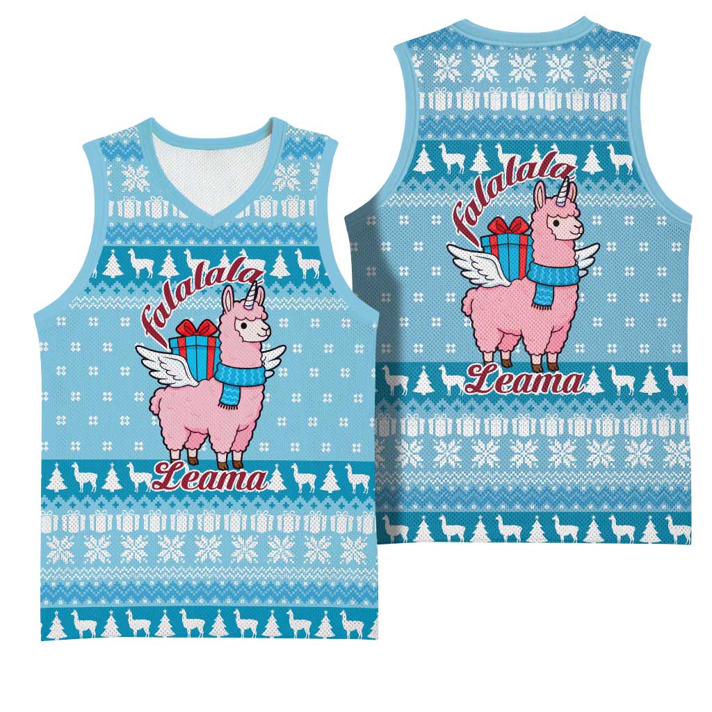 Pink Llama Christmas Basketball Jersey Xmas Holiday Patterns - Wonder Print Shop