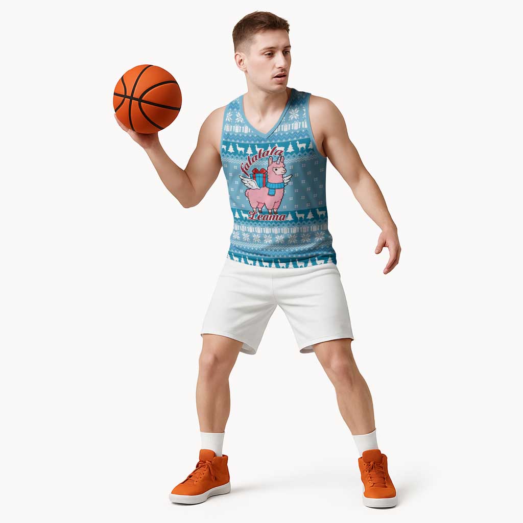 Pink Llama Christmas Basketball Jersey Xmas Holiday Patterns - Wonder Print Shop