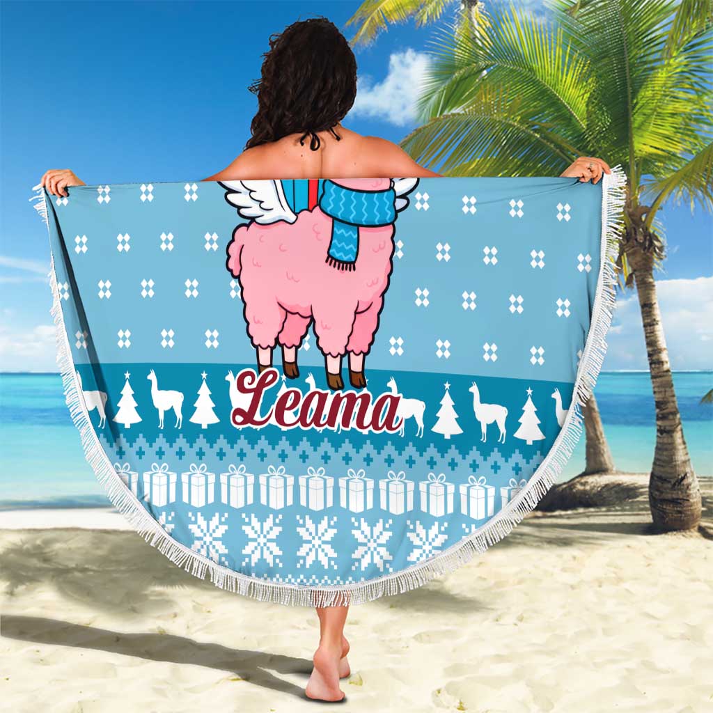 Pink Llama Christmas Beach Blanket Xmas Holiday Patterns - Wonder Print Shop
