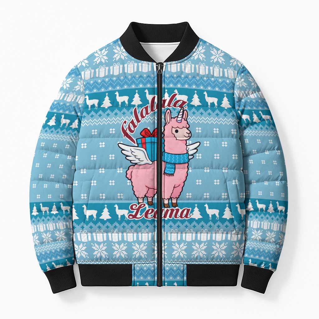 Pink Llama Christmas Bomber Puffer Jacket Xmas Holiday Patterns - Wonder Print Shop