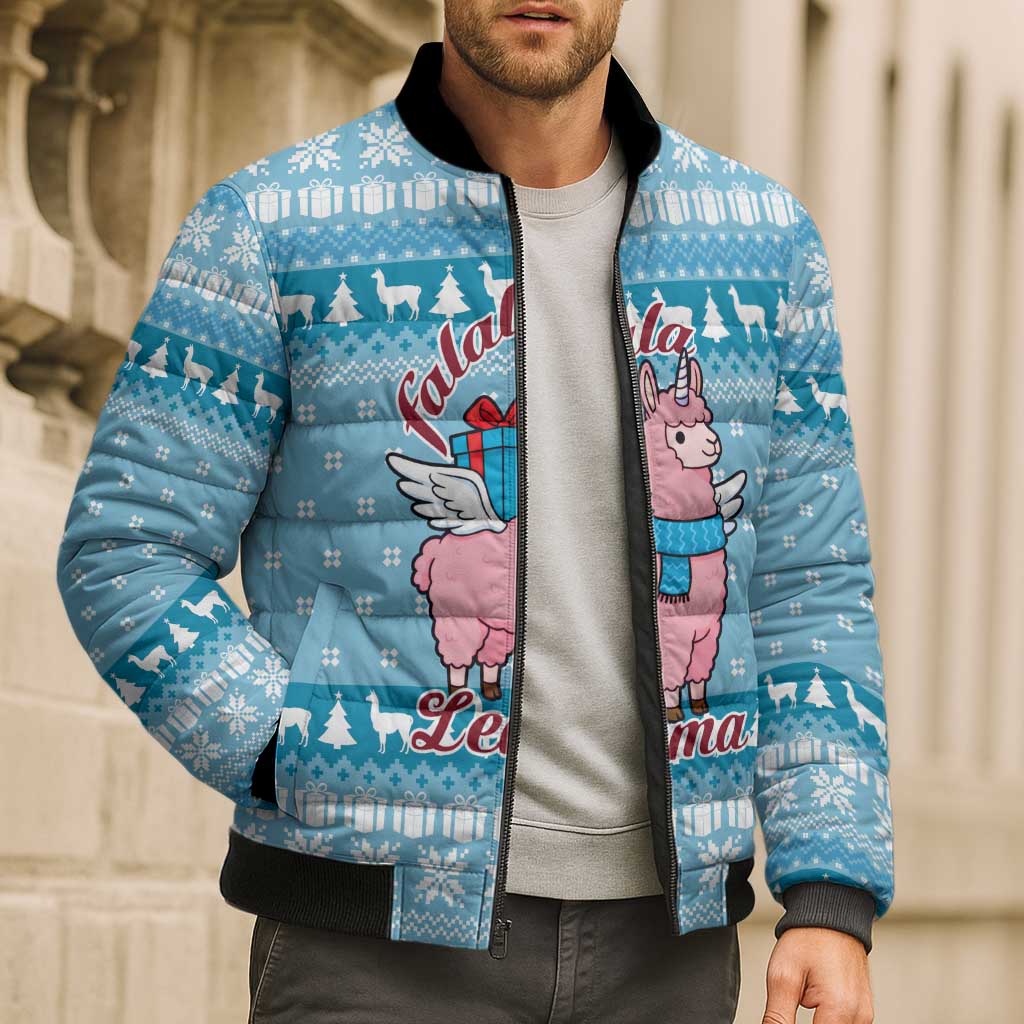 Pink Llama Christmas Bomber Puffer Jacket Xmas Holiday Patterns - Wonder Print Shop