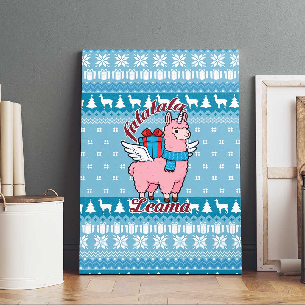 Pink Llama Christmas Canvas Wall Art Xmas Holiday Patterns - Wonder Print Shop