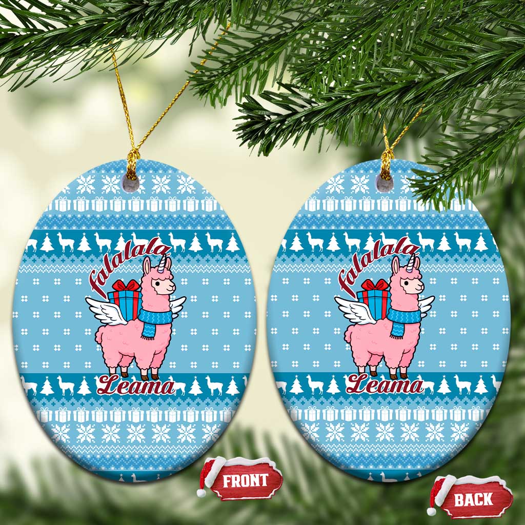 Pink Llama Christmas Ceramic Ornament Xmas Holiday Patterns - Wonder Print Shop
