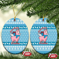 Pink Llama Christmas Ceramic Ornament Xmas Holiday Patterns - Wonder Print Shop