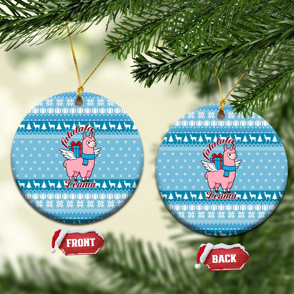 Pink Llama Christmas Ceramic Ornament Xmas Holiday Patterns - Wonder Print Shop