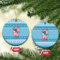 Pink Llama Christmas Ceramic Ornament Xmas Holiday Patterns - Wonder Print Shop