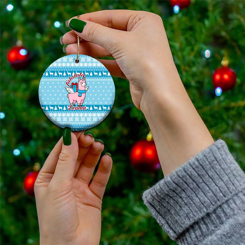 Pink Llama Christmas Ceramic Ornament Xmas Holiday Patterns - Wonder Print Shop