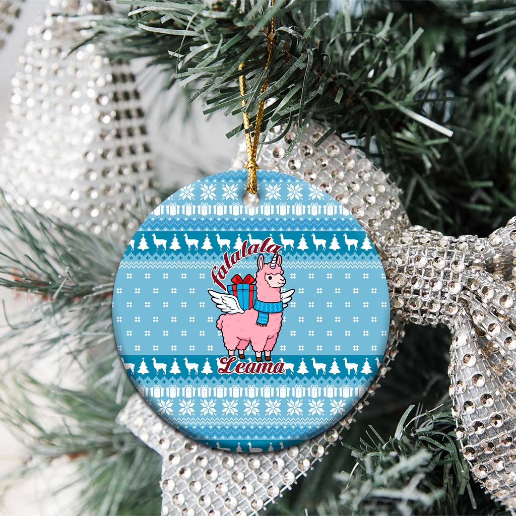 Pink Llama Christmas Ceramic Ornament Xmas Holiday Patterns - Wonder Print Shop