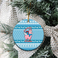 Pink Llama Christmas Ceramic Ornament Xmas Holiday Patterns - Wonder Print Shop
