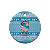 Pink Llama Christmas Ceramic Ornament Xmas Holiday Patterns - Wonder Print Shop