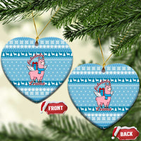 Pink Llama Christmas Ceramic Ornament Xmas Holiday Patterns - Wonder Print Shop