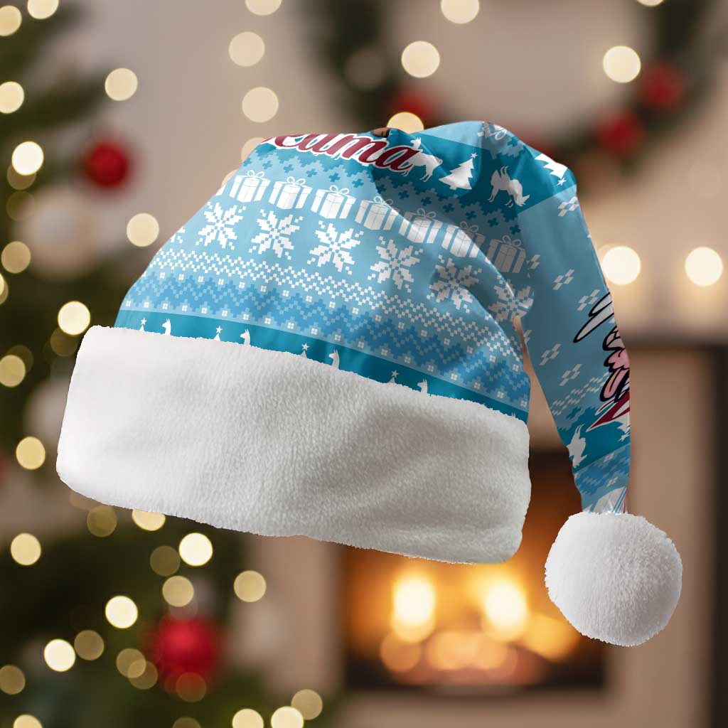 Pink Llama Christmas Santa Hat Xmas Holiday Patterns - Wonder Print Shop