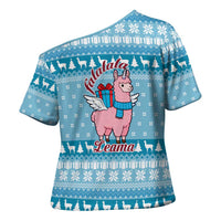 Pink Llama Christmas Cross Shoulder Shirt Xmas Holiday Patterns - Wonder Print Shop