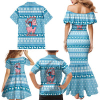 Pink Llama Christmas Family Matching Mermaid Dress and Hawaiian Shirt Xmas Holiday Patterns - Wonder Print Shop