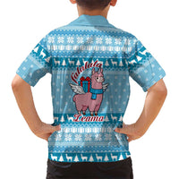 Pink Llama Christmas Family Matching Off The Shoulder Long Sleeve Dress and Hawaiian Shirt Xmas Holiday Patterns - Wonder Print Shop