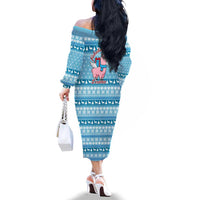 Pink Llama Christmas Family Matching Off The Shoulder Long Sleeve Dress and Hawaiian Shirt Xmas Holiday Patterns - Wonder Print Shop