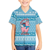 Pink Llama Christmas Family Matching Off The Shoulder Long Sleeve Dress and Hawaiian Shirt Xmas Holiday Patterns - Wonder Print Shop
