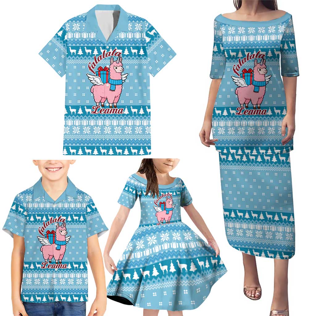 Pink Llama Christmas Family Matching Puletasi and Hawaiian Shirt Xmas Holiday Patterns - Wonder Print Shop