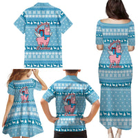 Pink Llama Christmas Family Matching Puletasi and Hawaiian Shirt Xmas Holiday Patterns - Wonder Print Shop