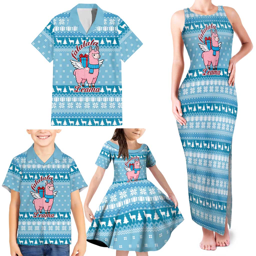 Pink Llama Christmas Family Matching Tank Maxi Dress and Hawaiian Shirt Xmas Holiday Patterns - Wonder Print Shop