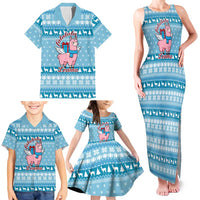 Pink Llama Christmas Family Matching Tank Maxi Dress and Hawaiian Shirt Xmas Holiday Patterns - Wonder Print Shop
