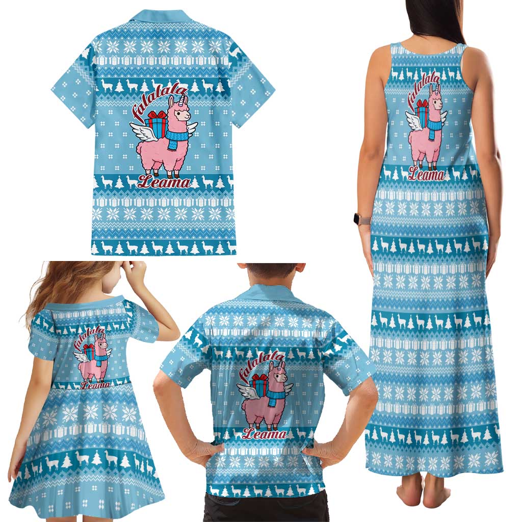 Pink Llama Christmas Family Matching Tank Maxi Dress and Hawaiian Shirt Xmas Holiday Patterns - Wonder Print Shop