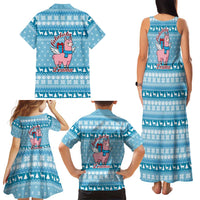 Pink Llama Christmas Family Matching Tank Maxi Dress and Hawaiian Shirt Xmas Holiday Patterns - Wonder Print Shop