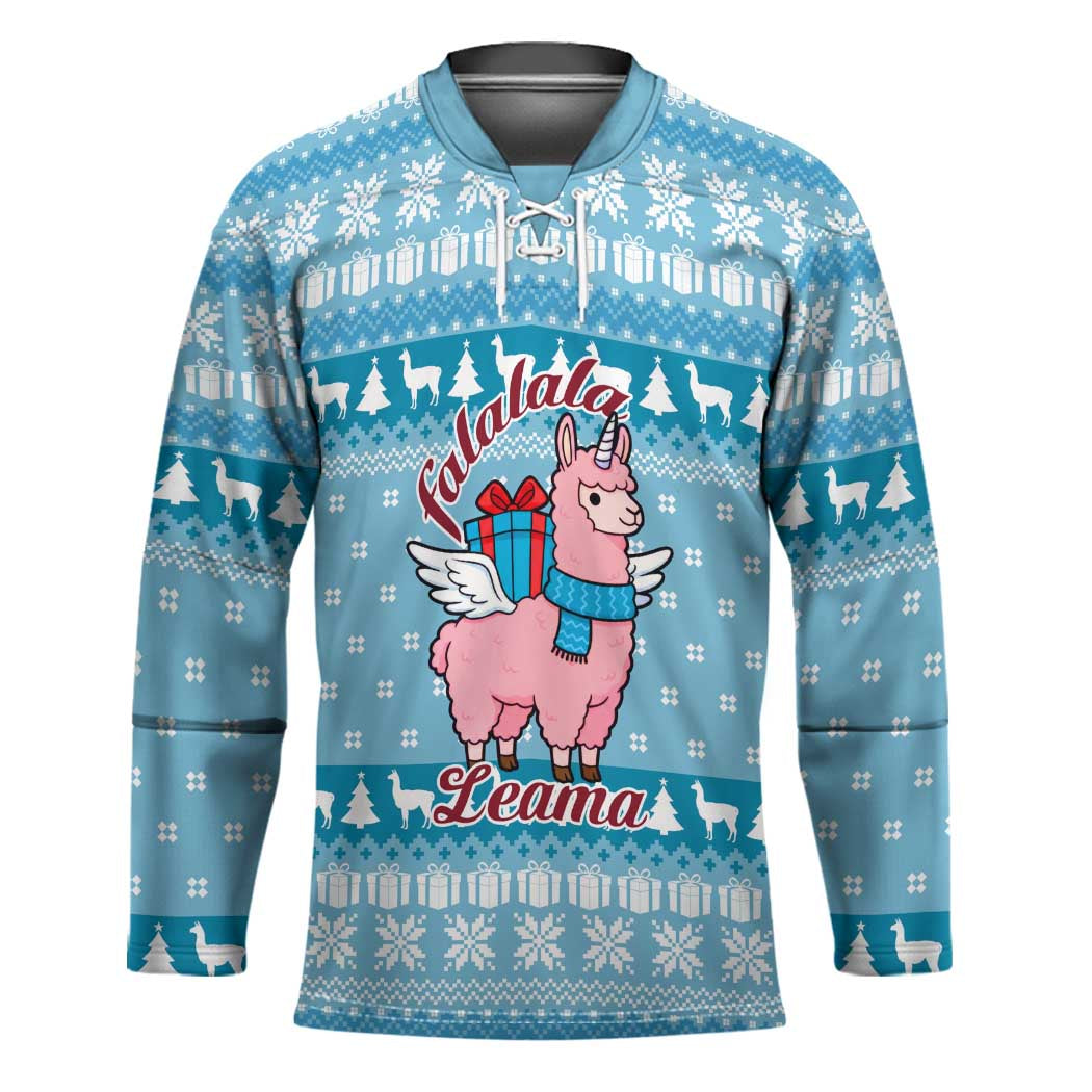 Pink Llama Christmas Hockey Jersey Xmas Holiday Patterns - Wonder Print Shop