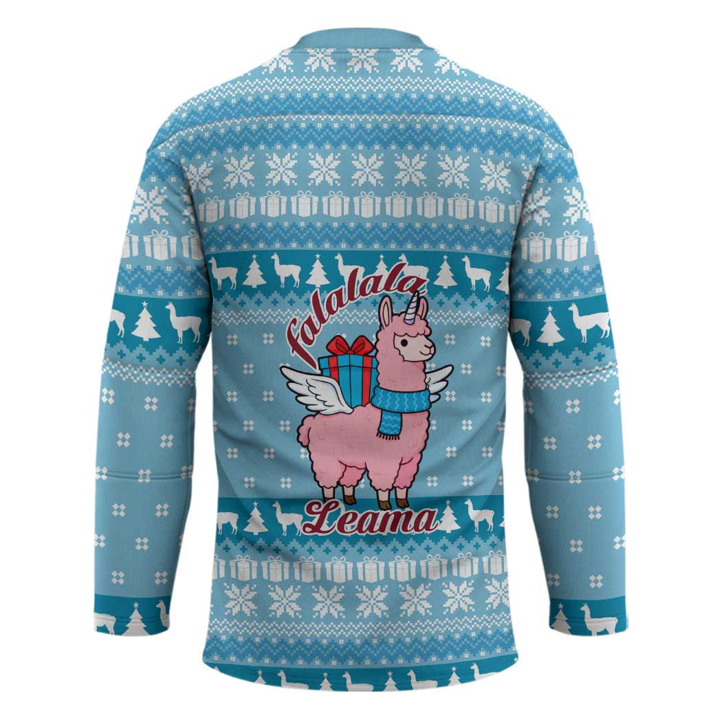Pink Llama Christmas Hockey Jersey Xmas Holiday Patterns - Wonder Print Shop