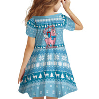 Pink Llama Christmas Kid Short Sleeve Dress Xmas Holiday Patterns - Wonder Print Shop