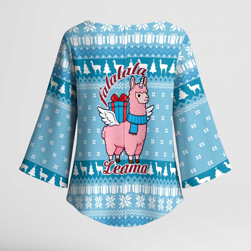 Pink Llama Christmas Kimono Sleeve Blouse Xmas Holiday Patterns - Wonder Print Shop