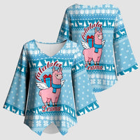 Pink Llama Christmas Kimono Sleeve Blouse Xmas Holiday Patterns - Wonder Print Shop