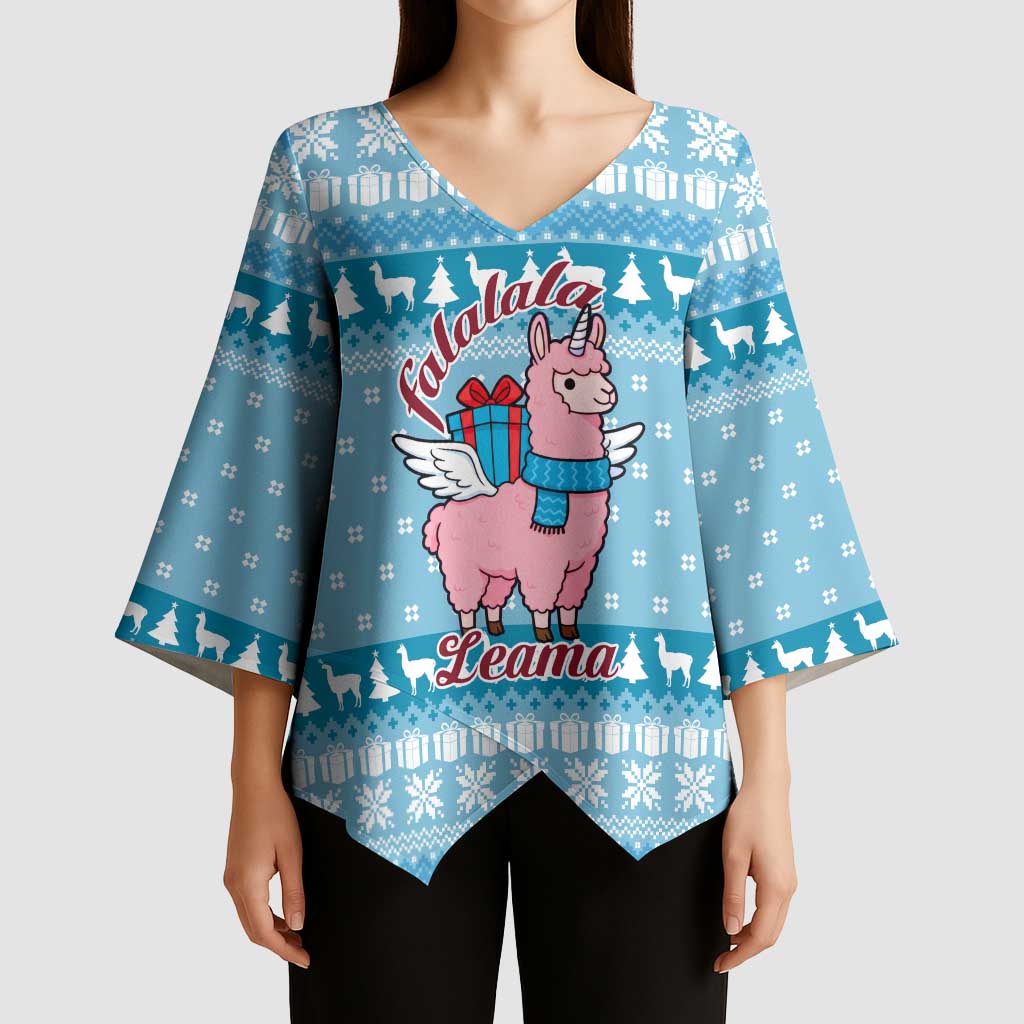 Pink Llama Christmas Kimono Sleeve Blouse Xmas Holiday Patterns - Wonder Print Shop
