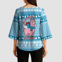 Pink Llama Christmas Kimono Sleeve Blouse Xmas Holiday Patterns - Wonder Print Shop