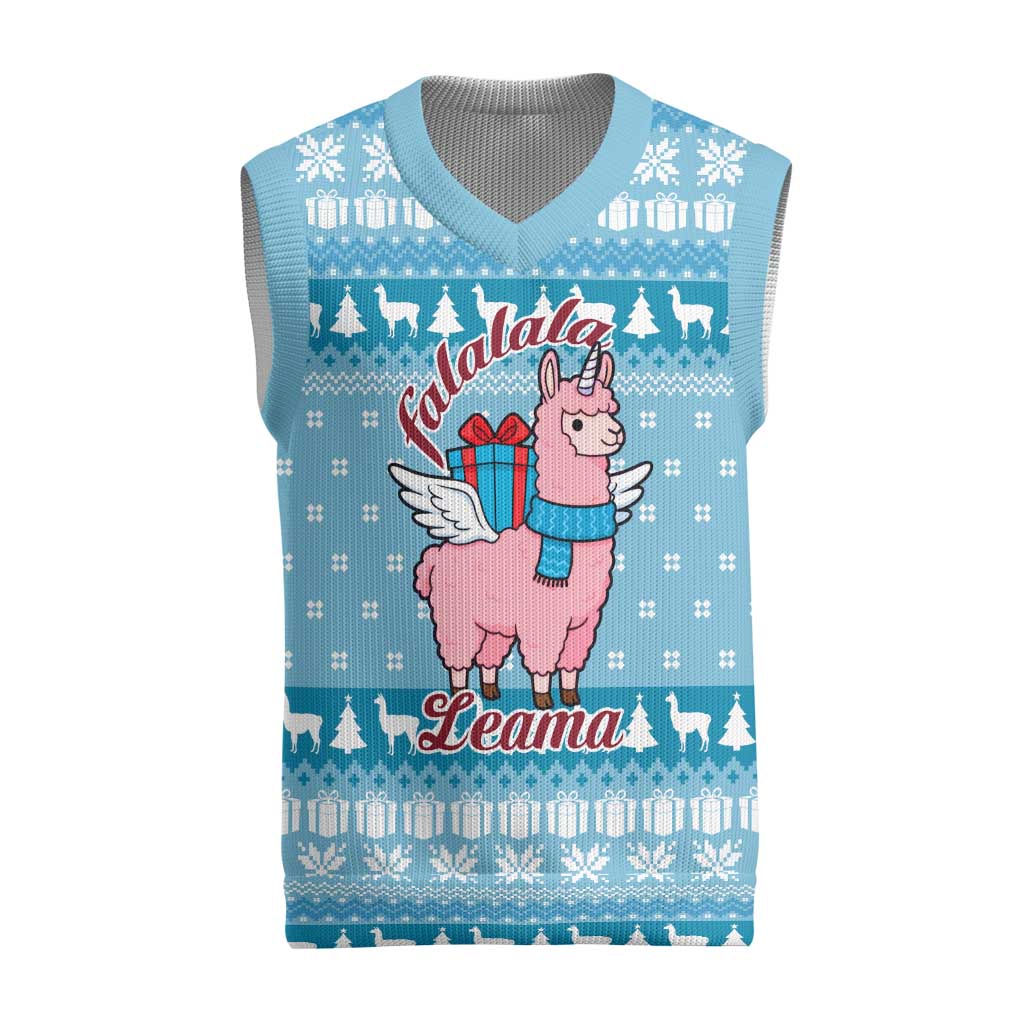 Pink Llama Christmas Knitted V-Neck Vest Xmas Holiday Patterns - Wonder Print Shop
