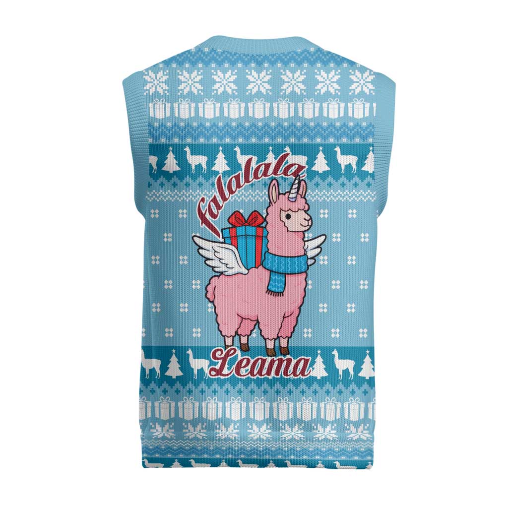 Pink Llama Christmas Knitted V-Neck Vest Xmas Holiday Patterns - Wonder Print Shop