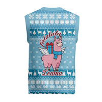 Pink Llama Christmas Knitted V-Neck Vest Xmas Holiday Patterns - Wonder Print Shop