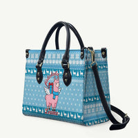 Pink Llama Christmas Leather Bag Xmas Holiday Patterns - Wonder Print Shop